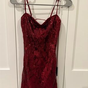 Lulu's Dazzling Red Sequin Mini Dress